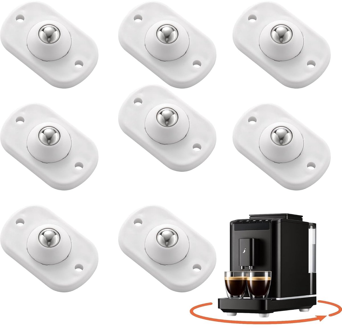 SnelShoppen - Set van 8 Mini Zelfklevende Rollen voor Kleine Huishoudelijke Apparaten en Licht Meubilair, Compacte Roltjes voor Gemakkelijk Bewegen in