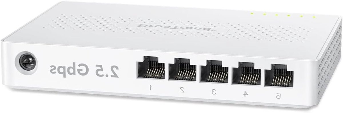 Ethernet Switch - Netwerk Hub - Snelle Verbinding - Vijf 2.5Gbps Poorten - 2.5 Gigabit - Wit