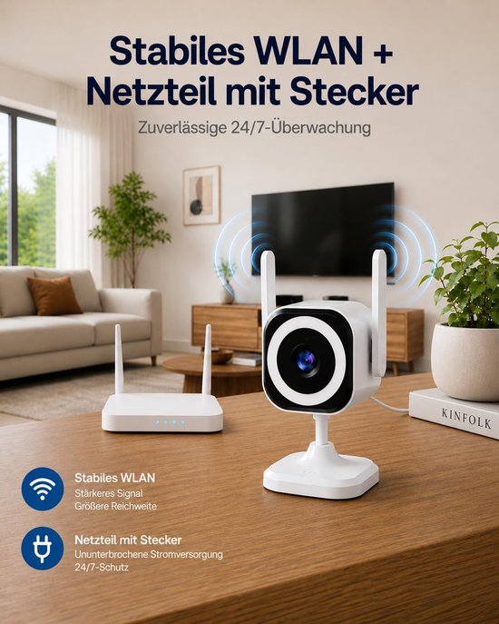 Bewakingscamera Binnen Buiten - Wifi Camera - Huis Bewaken - 5G Connectiviteit - 2K Resolutie - Wit — afbeelding 5
