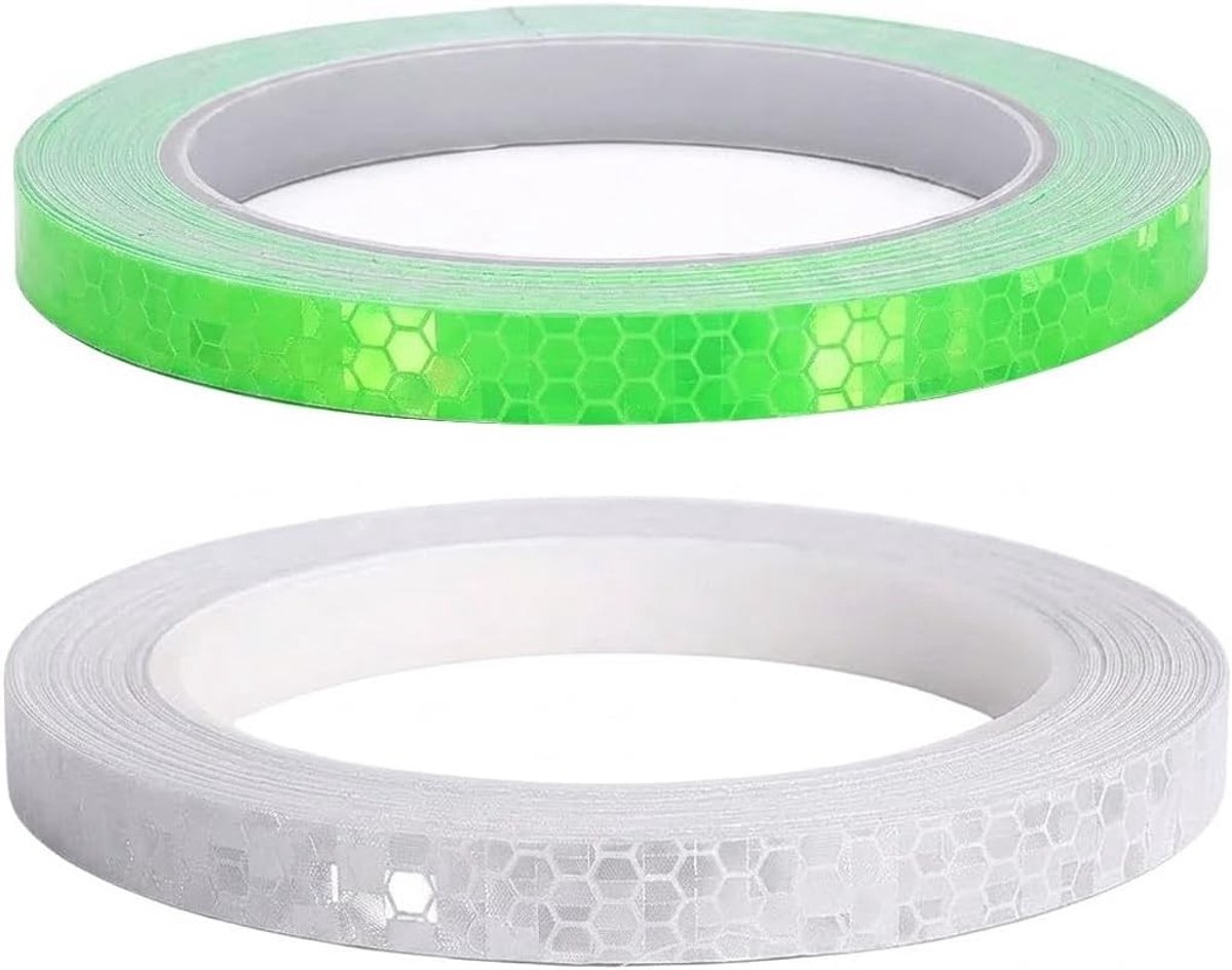 Reflecterend Plakband voor Fiets en Outdoor Sport, 10mm x 8m Waterdicht Veiligheidssticker, PVC Zichtbaarheidsstrip voor Helm en Aanhanger, Verbeter je Veiligheid en Zichtbaarheid