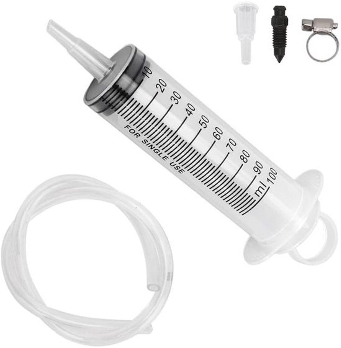 Rembleed Kit 100ml - Rembleed Set - Motorfiets/Hydraulische Remmen - 50cm Slang - Herbruikbaar - Inclusief Clip - Remvloeistofset