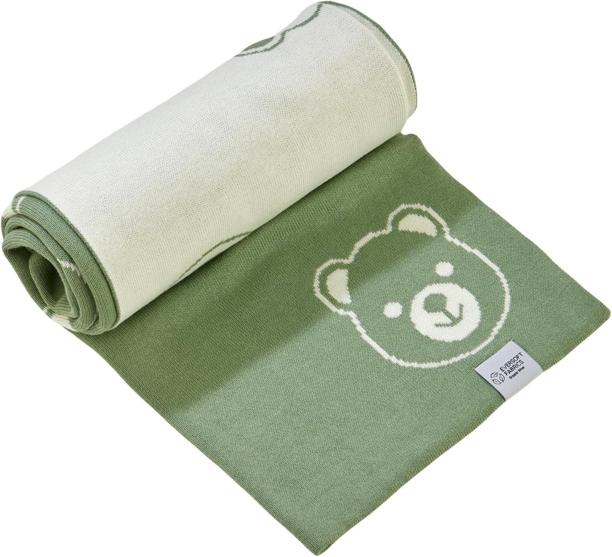 SnelShoppen - Premium Babydeken 350 g, 100% Biologisch Katoen, Oeko-Tex 100, Licht & Zacht, Perfect voor Pasgeborenen & Kleuters, Beer Groen, Ideaal v