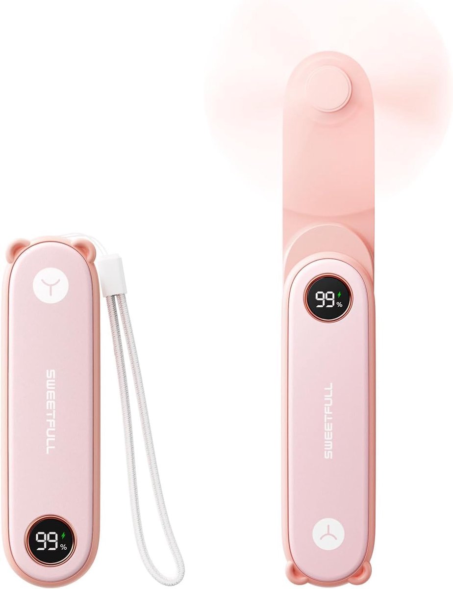 SnelShoppen - Mini Ventilator 11.5cm - Draagbare Stille Handventilator - Oplaadbare USB Fan - 3 Snelheden - Vouwbaar en Compact - Perfect voor Kantoor