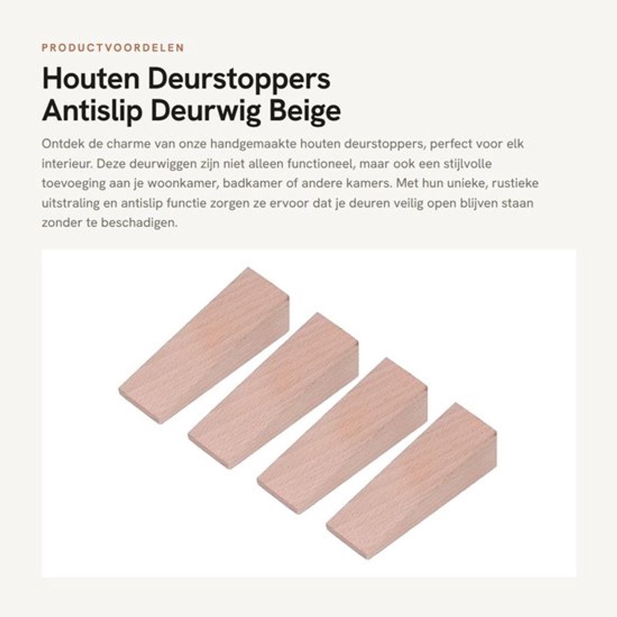 Deurstopper Antislip - Houten Deurbuffer - Deurstoppers voor Binnen - Deurvastzetter - 4 Stuks - Beukenhout - 9,1 x 2,9 x 2,5 cm - Deurwig
