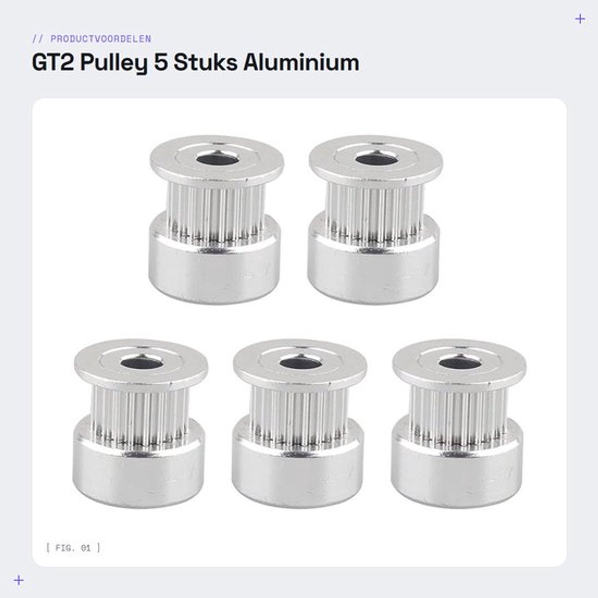 Timing Riem Katrol 20 Tanden - Aluminium - 6 mm Breedte - 5 Stuks - 3D Printer Accessoire - Eenvoudig te Installeren
