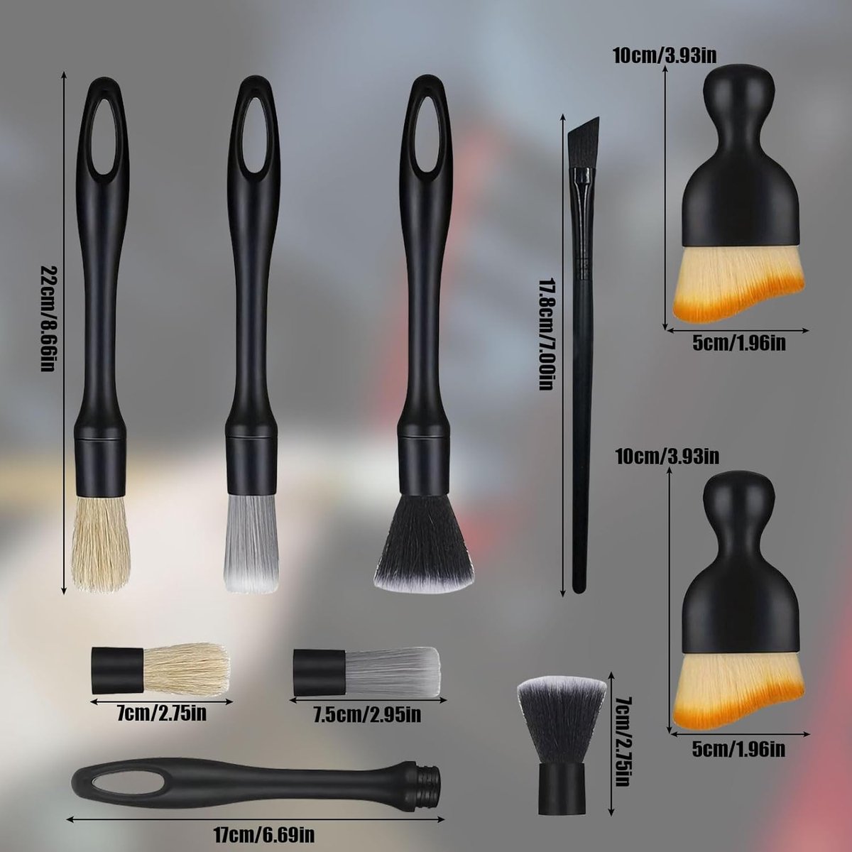 SnelShoppen - Car Detailing Brush Set 6 Stuks - Zachte Auto Reinigingsborstels - Interieur Schoonmaak Tools - Stof Verwijder Borstels voor Auto, Motor