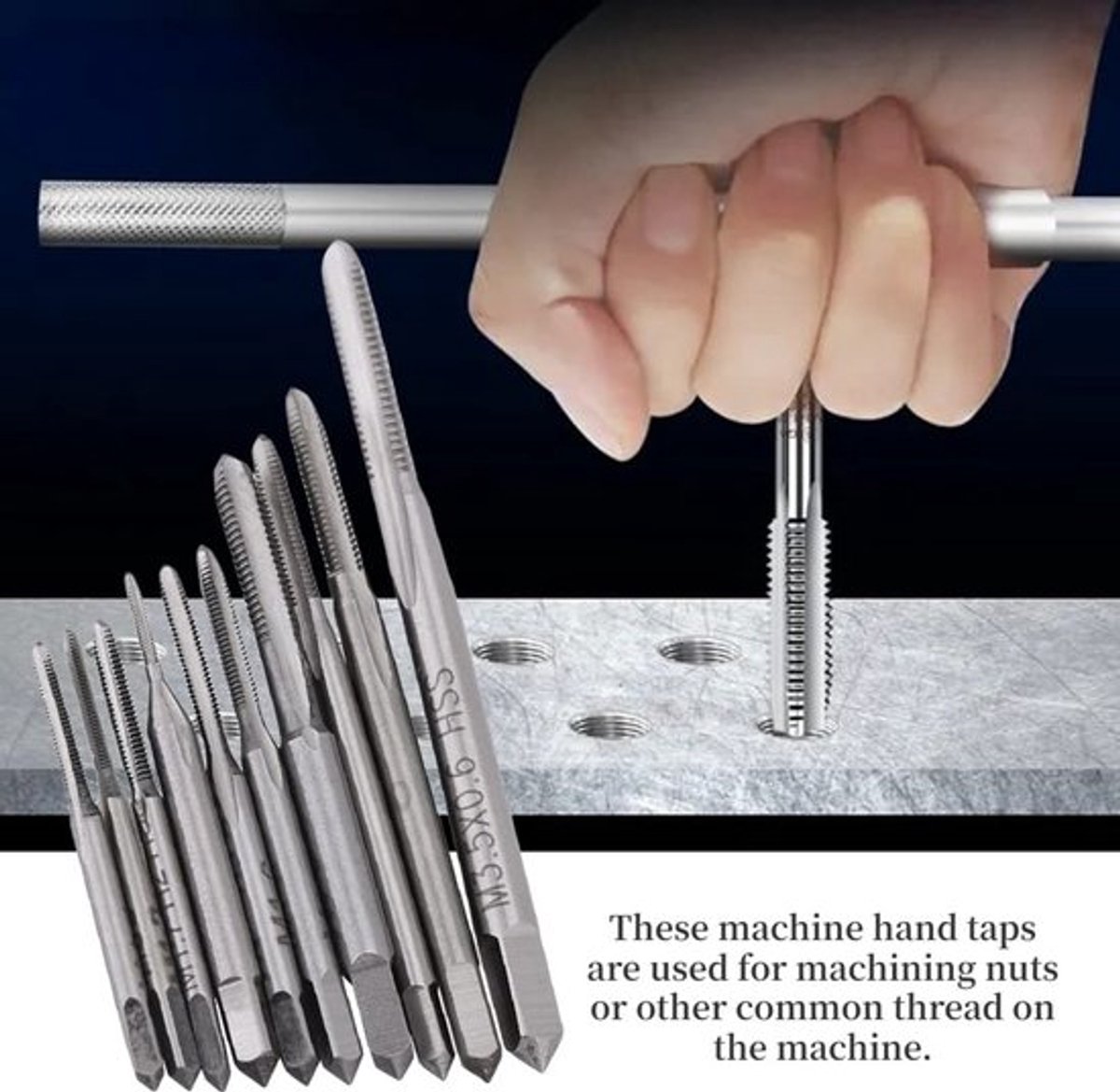 Tap Set van 10 Stuks - M1 tot M3.5 - Hoogwaardige HSS - Schokbestendig - Roestvrij Staal - Voor Mechanische Bewerking - Draad