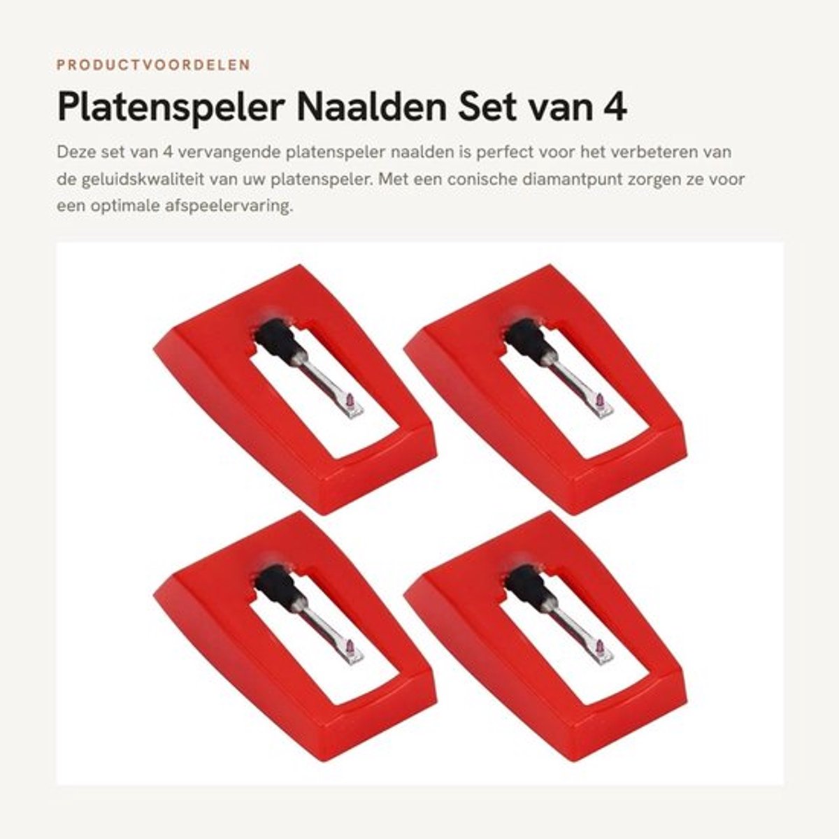 Platenspeler Naald 4 Stuks - Vervangende Naalden - Conische Diamant - Voor Boytone/Teac/York - Eenvoudige Installatie - Hoogwaardig Materiaal - Stylus