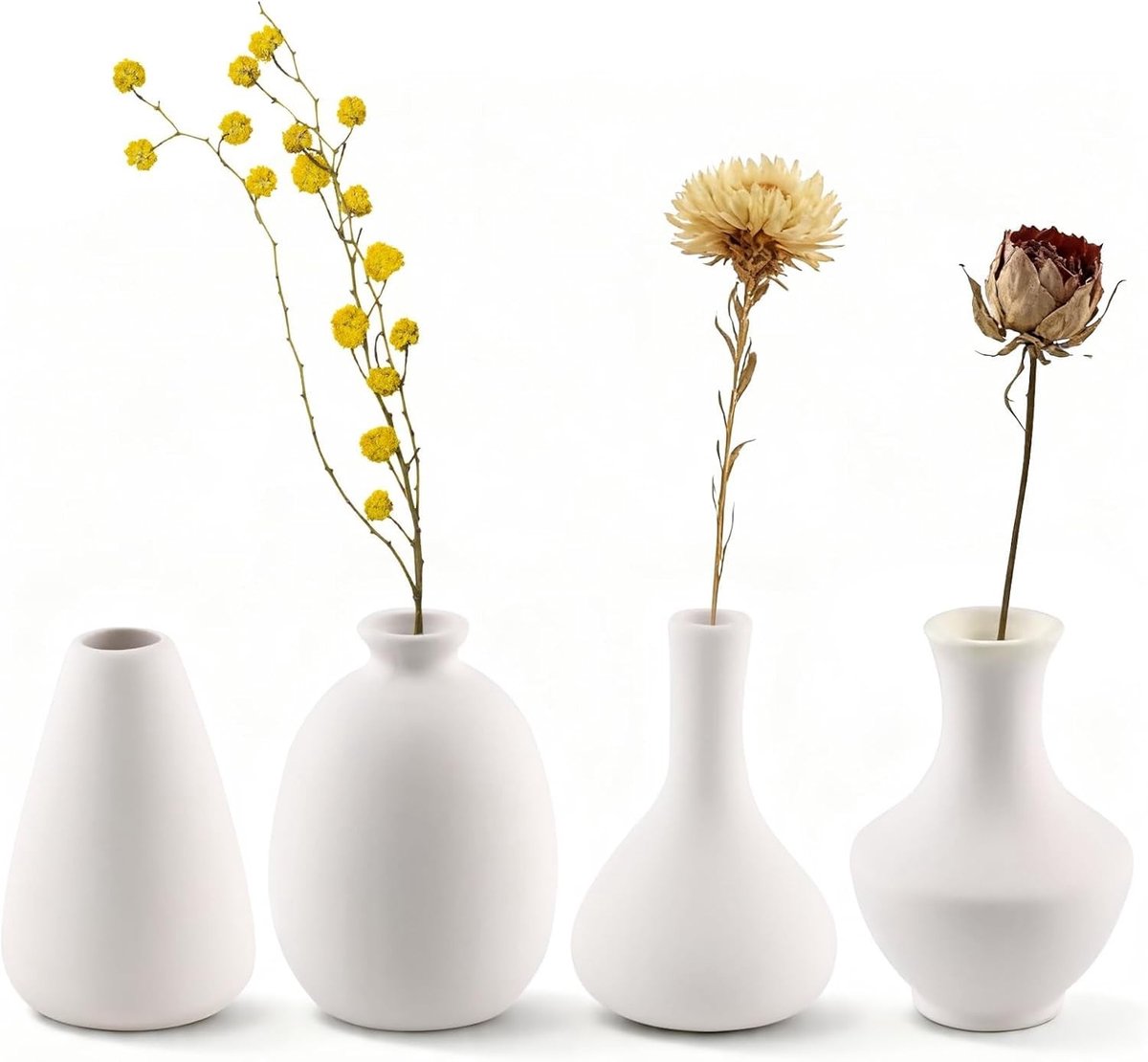 Set van 4 mini keramische vazen voor doe-het-zelf, moderne woondecoratie en bloemstukken, ideaal voor woonkamer en plankdecoratie