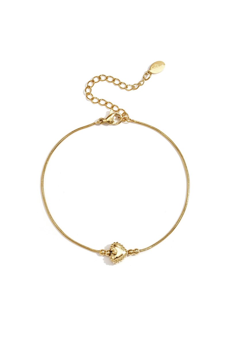 Minimalistische armband met versierd hartje - Armband - Stainless Steel - - Goud