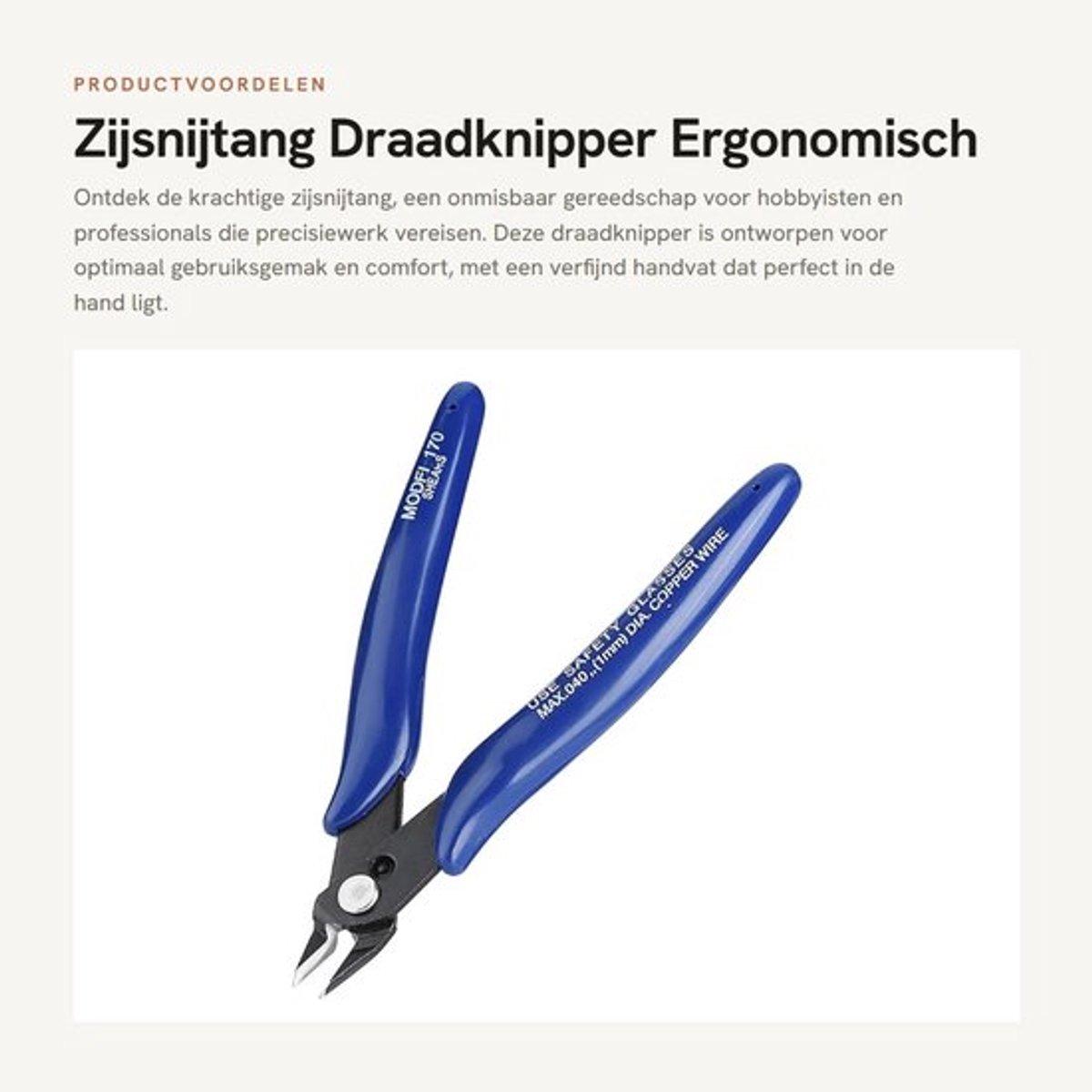 Zijsnijtang Compact - Draadknipper - Diagonaaltang - Knipschaar - Gereedschap - Lichtgewicht 60 gram