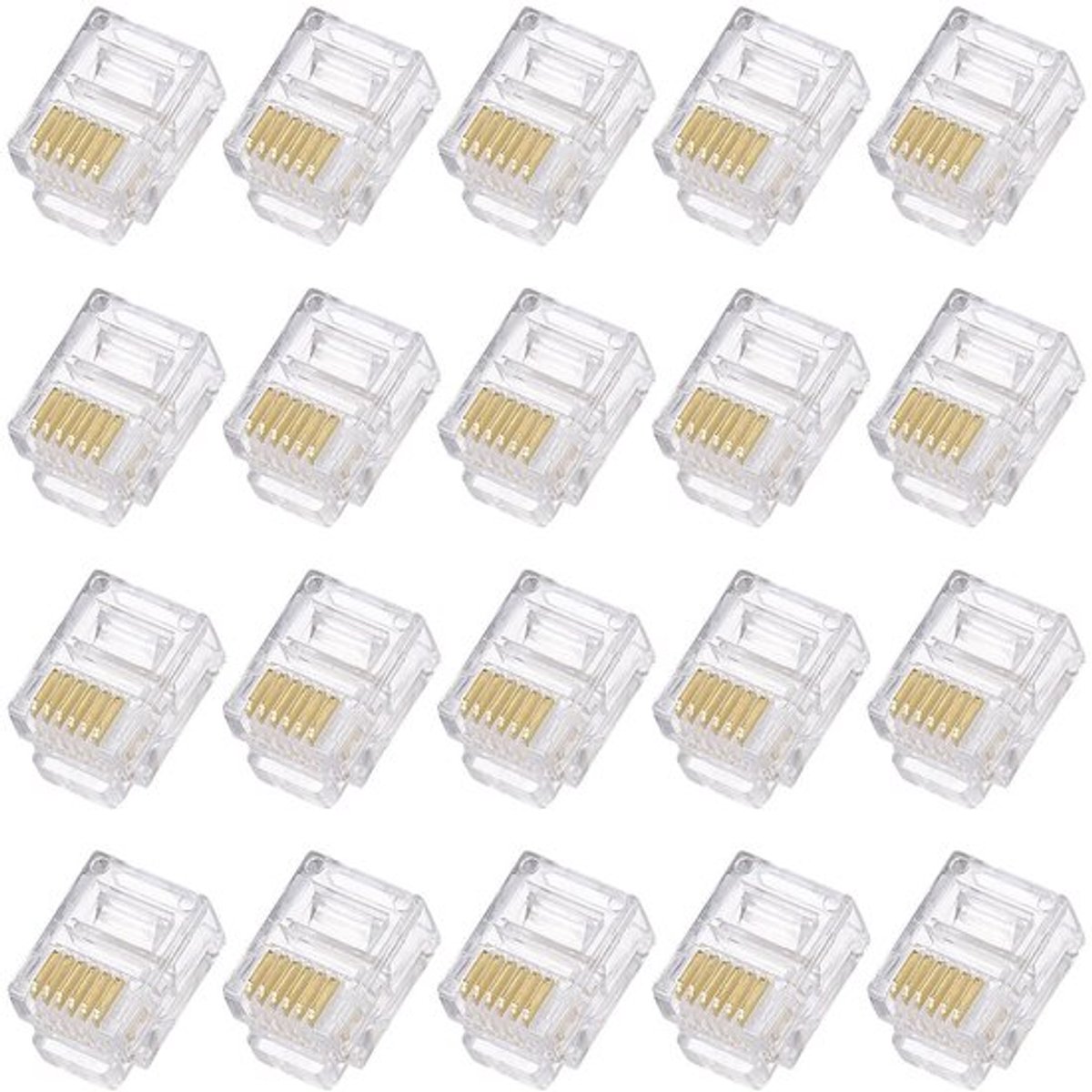 RJ11/RJ12 Plug - Telefoonconnector - Goudgeplateerde pennen - Transparant - 6P6C - Geschikt voor telefoon- en faxgebruik