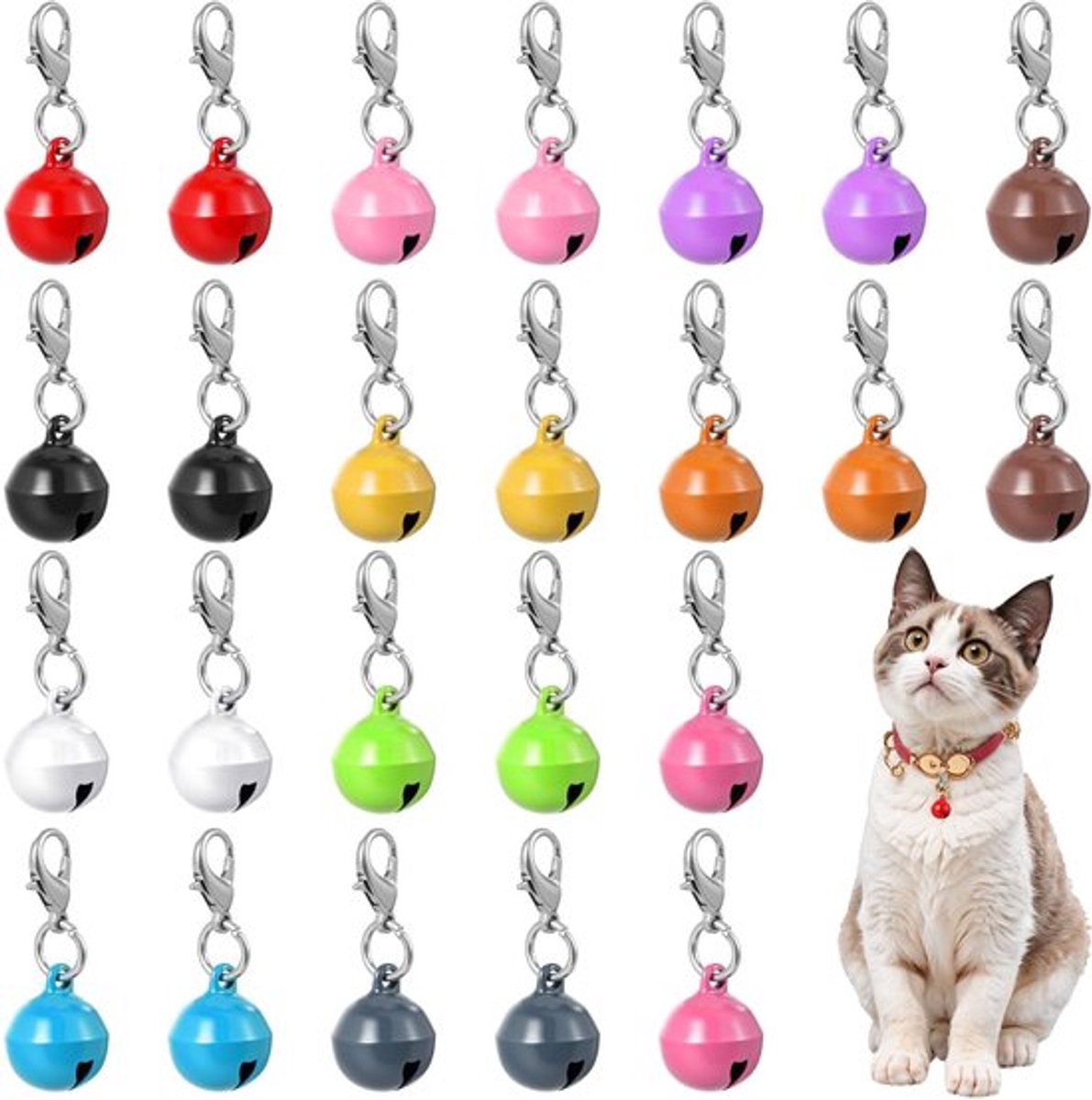 Tyqour 24 stuks Kattenbel voor Kattenhalsband, Bel voor Halsband van Kleine Hond, Metalen Kleine Huisdier Welp Bel voor Katten Hond Halsband Charmes Accessoires