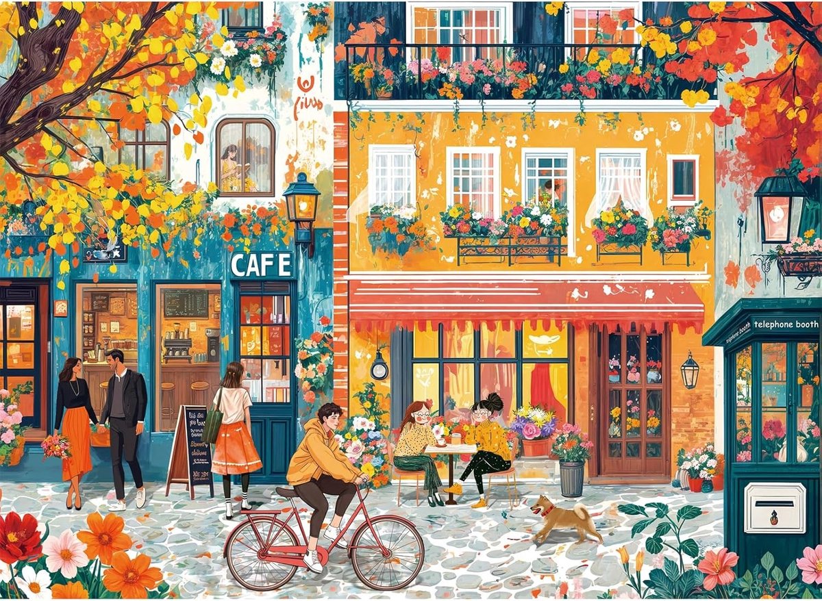 500-delige puzzel, klassiek ontwerp voor volwassenen en kinderen vanaf 14 jaar, perfect als cadeau, romantisch straatbeeld, uitdagende puzzelervaring