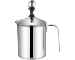 Melkopschuimer handmatig - Melkklopper - Melkopschuimer rvs - Koffie Opschuimer - Latte art opschuimer - Koffie - 400 ml - Zilver - Roestvrij staal