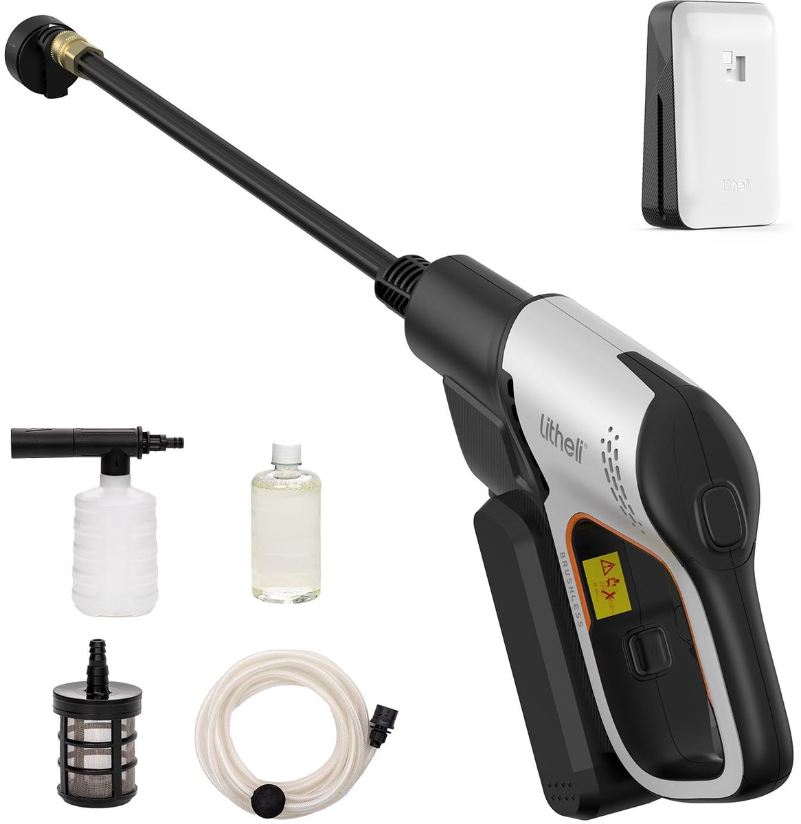 Thijox - Accu Hogedrukreiniger 20.000 mAh, 24 Bar, 5-in-1 Multifunctioneel Mondstuk, Mobiele Reiniging en Irrigatie voor Auto en Tuin