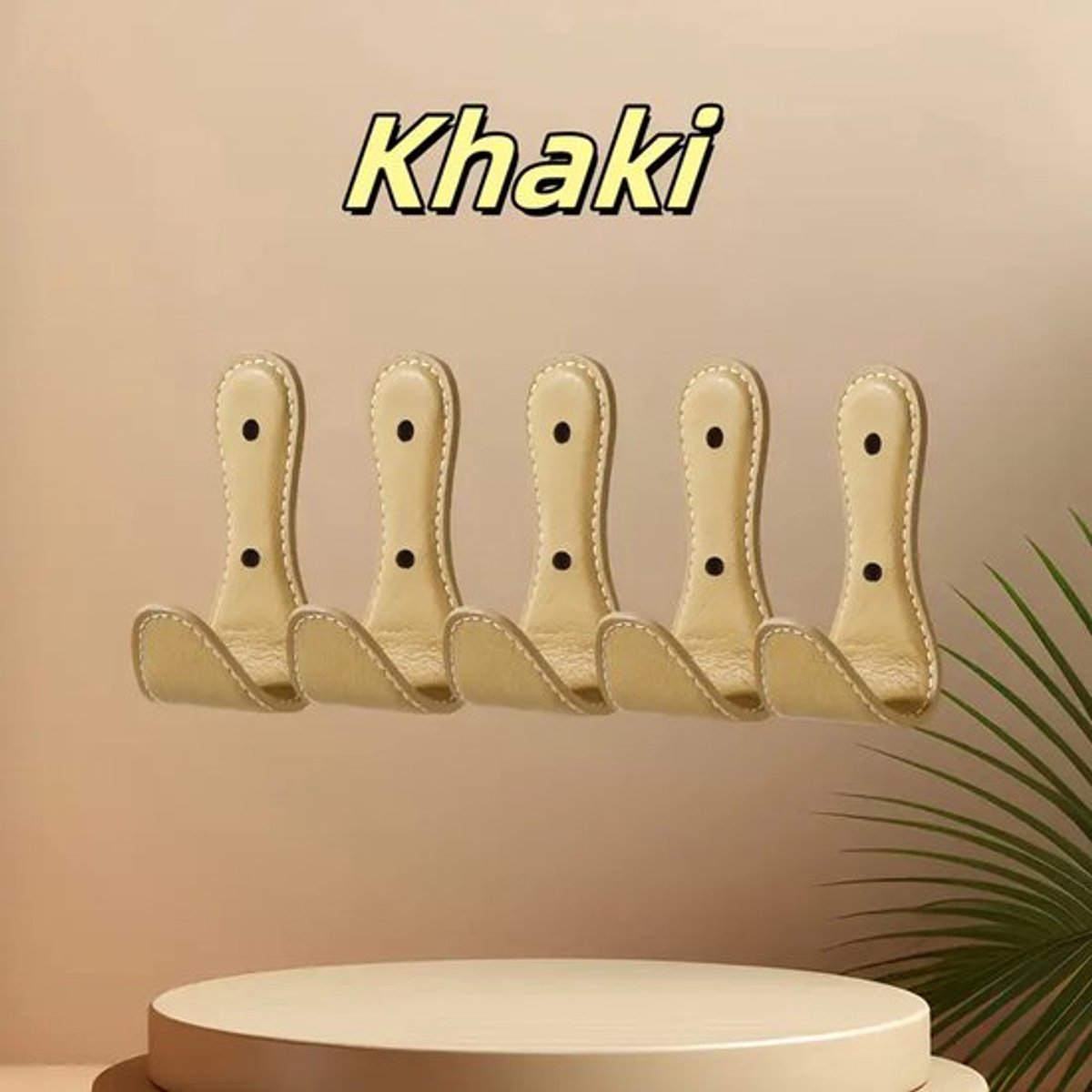 Khaki 5-pack gevoerde metalen haken - wandgemonteerde opbergruimte voor jassen, hoeden, handdoeken en sleutels in de badkamer/hal/slaapkamer