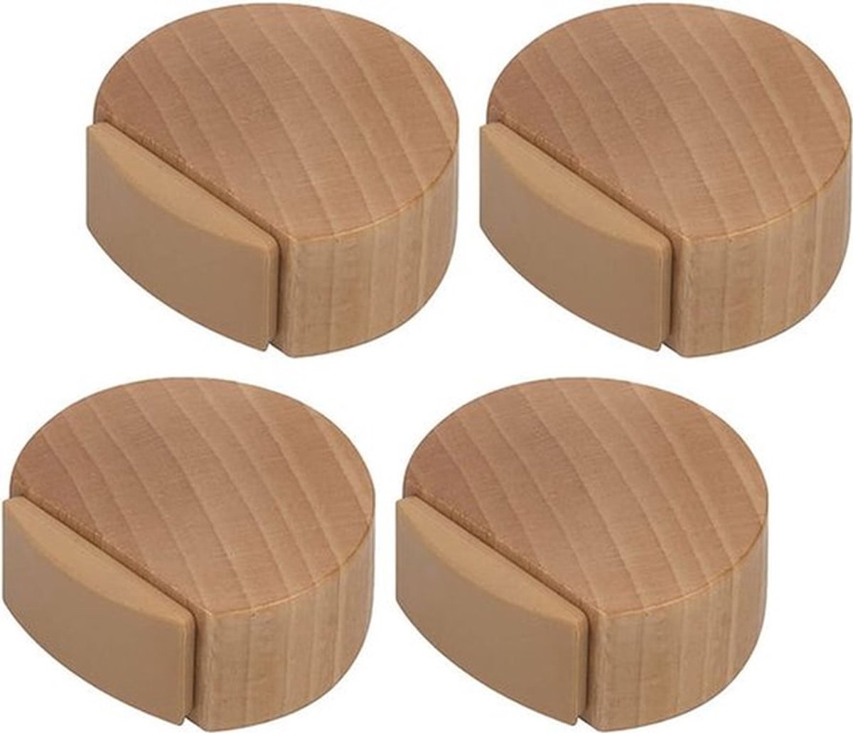 4 stuks-Deurstopper -Deurbuffer-Deurstoppers voor Binnen - parket beuken natuur-geen boren nodig- wand- en meubelbescherming
