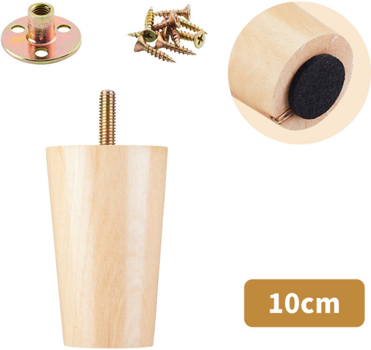 Een set van 4 massief houten bankpoten, geschikt voor tv-meubels, salontafels, schoenenkas