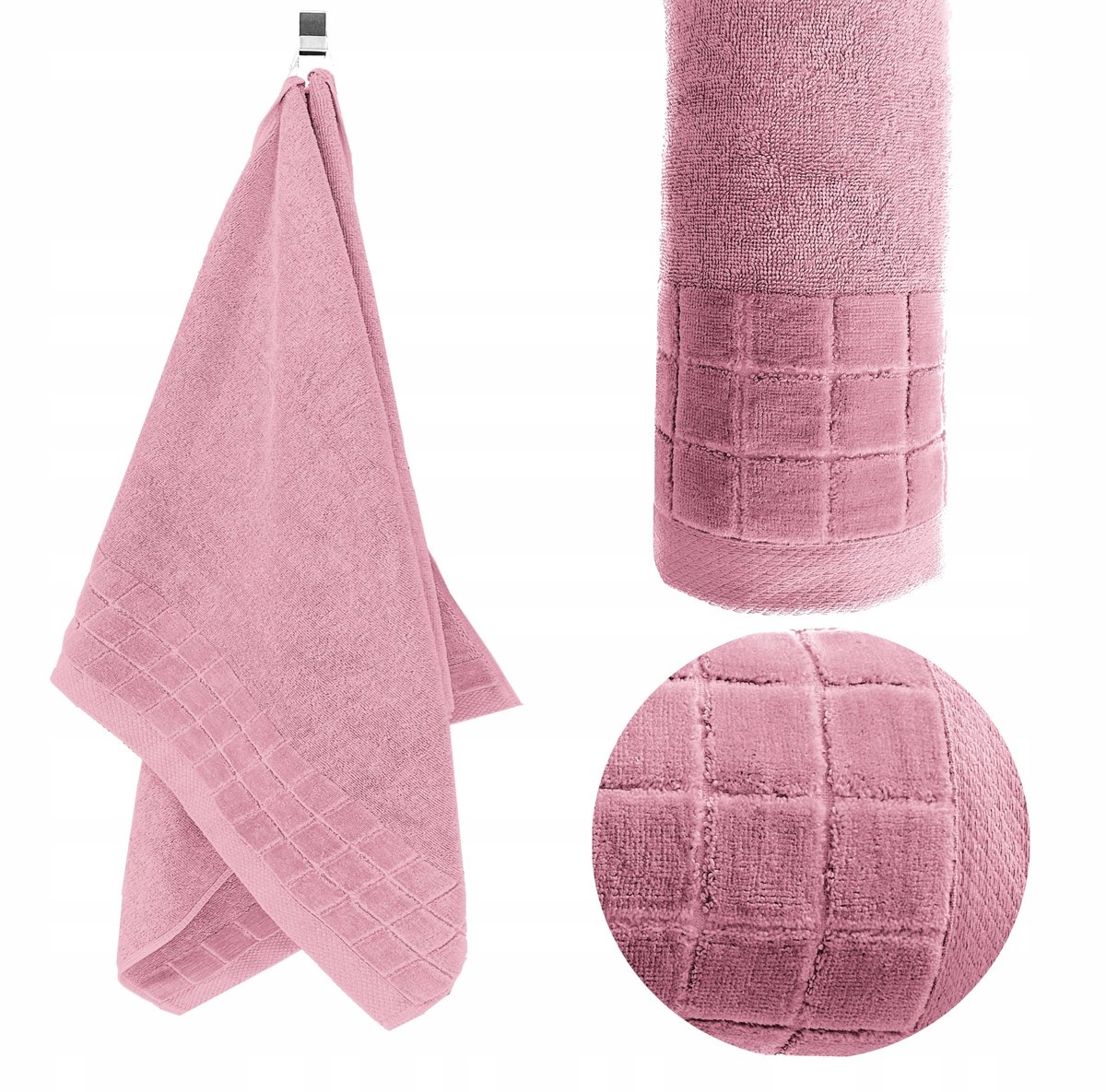 KONEY - Badhanddoek - Larisa - 50 x 100 cm - Poederroze - 500 g/m²