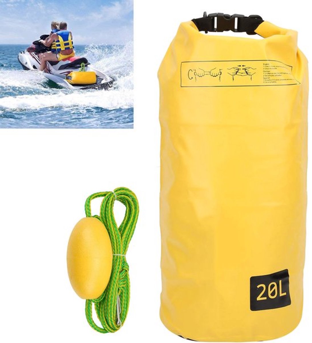 Zandankerset 2-in-1 - Zandzak Anker - Verstelbare Boei - Waterdichte Droge Zak - Hoogzichtbaar - Zwaar PVC Materiaal - Wateranker