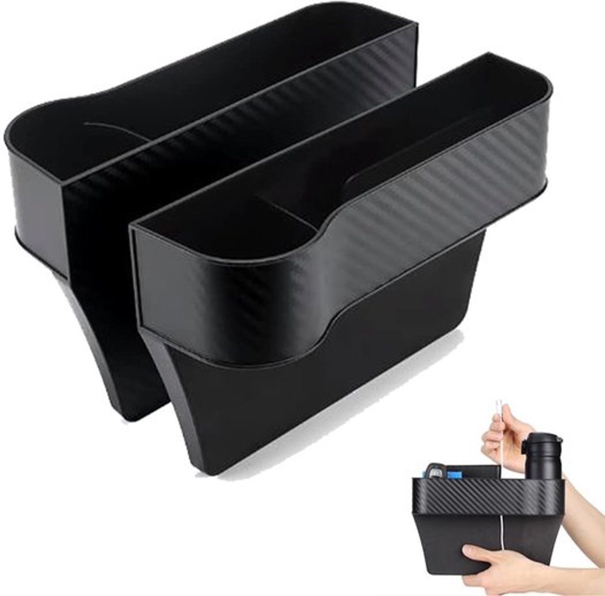 Opbergdoos Multifunctioneel - Auto Organizer Achterbank - 2 Stuks - Bekerhouder - Zijdelingse Organizer - 25,8 x 6,1 x 16,4 cm
