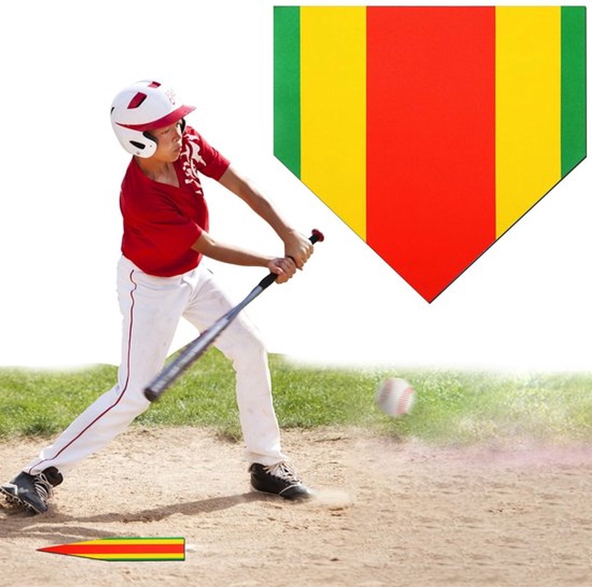 Homeplate Gemaakt van Hoogwaardige Rubber - Trainingsplaat - Antislipmat - Geschikt voor Binnen/Buiten - Officiële Afmetingen - Onmisbaar voor Honkbal/Softbaltraining - Slagmat