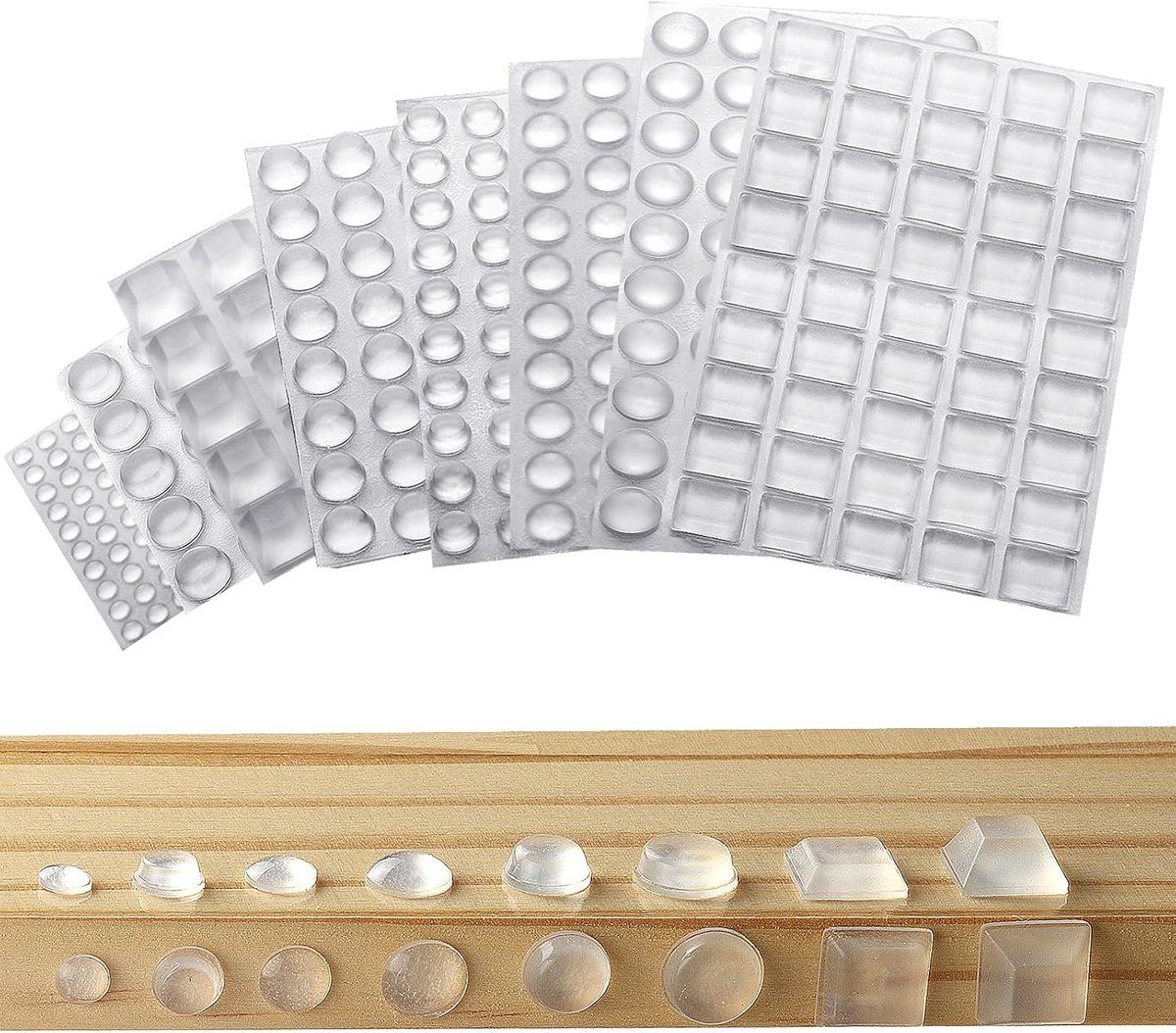 SnelShoppen - 320 Stuks Transparante Elastische Beschermende Rubber Voeten, Geluidsdempende Pads, Meubels Beschermers, 8 Maten, Perfect voor Thuis, Ka