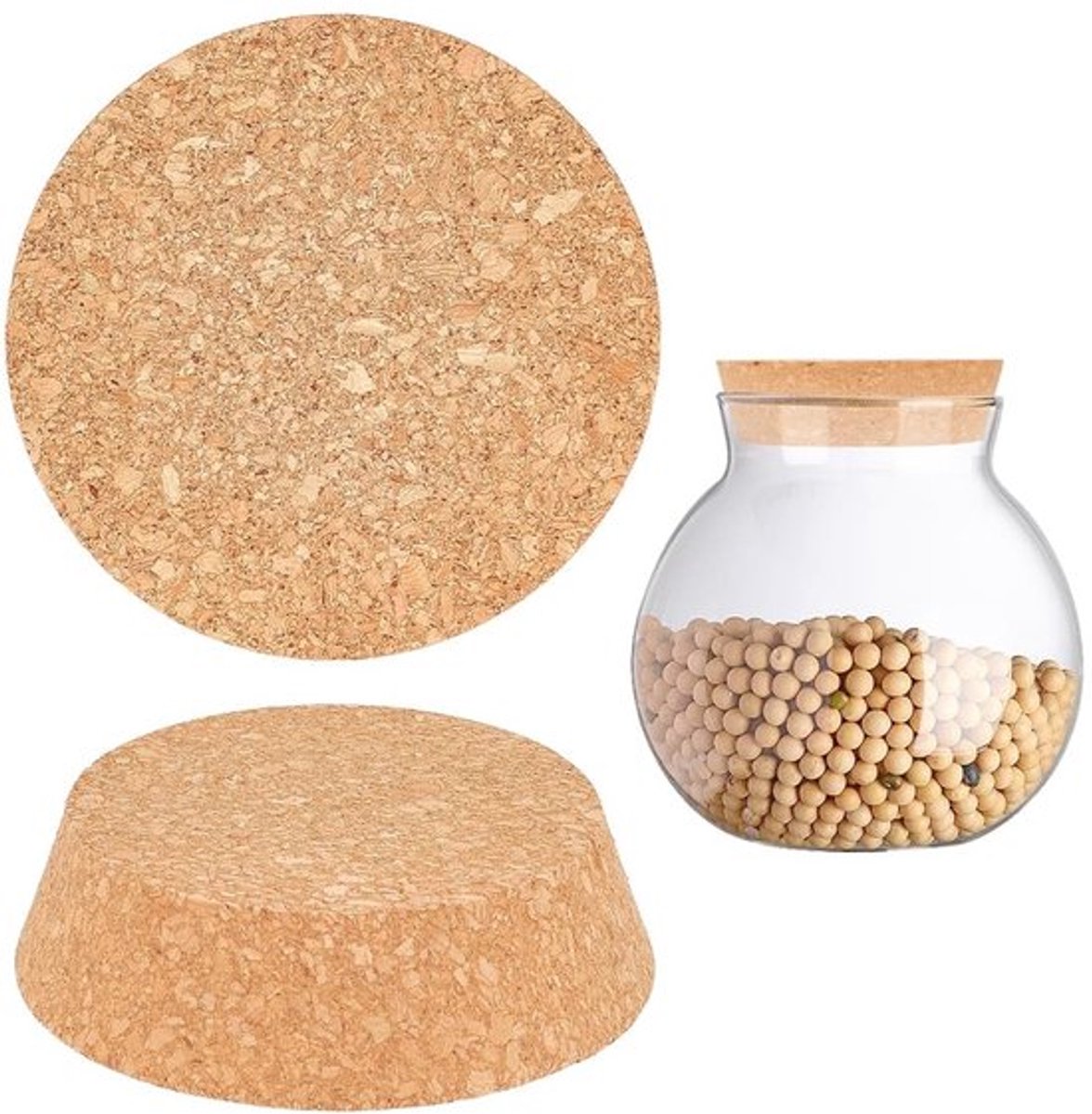 Kurkpluggen Grote Taps Toelopende - Natuurlijke Houten Kurk - 2 Stuks - Afmeting 10,9 cm x 2,8 cm - Bodemdiameter 9 cm - Geschikt voor Weckpotten en Glazen Flessen - Kurken