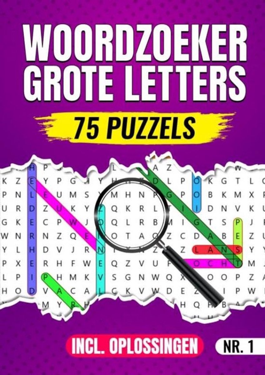 SnelShoppen - Woordzoeker Grote Letters - 75 Puzzels Incl. Oplossingen voor Ouderen en Volwassenen - Groot Lettertype voor Puzzelplezier Thuis of Onde