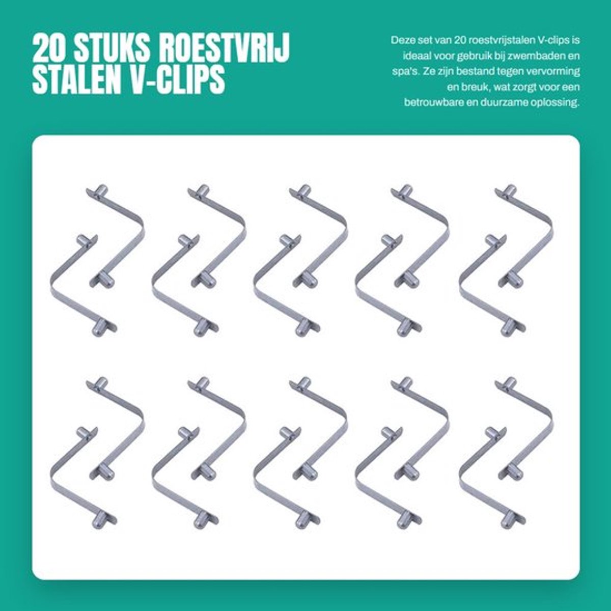 V-Clip 20 Stuks - Roestvrij Staal - Duurzaam - Beugel - Vergrendelingsbuizen - Geschikt voor Kajakken en Tenten - Eenvoudig in Gebruik - Beugels