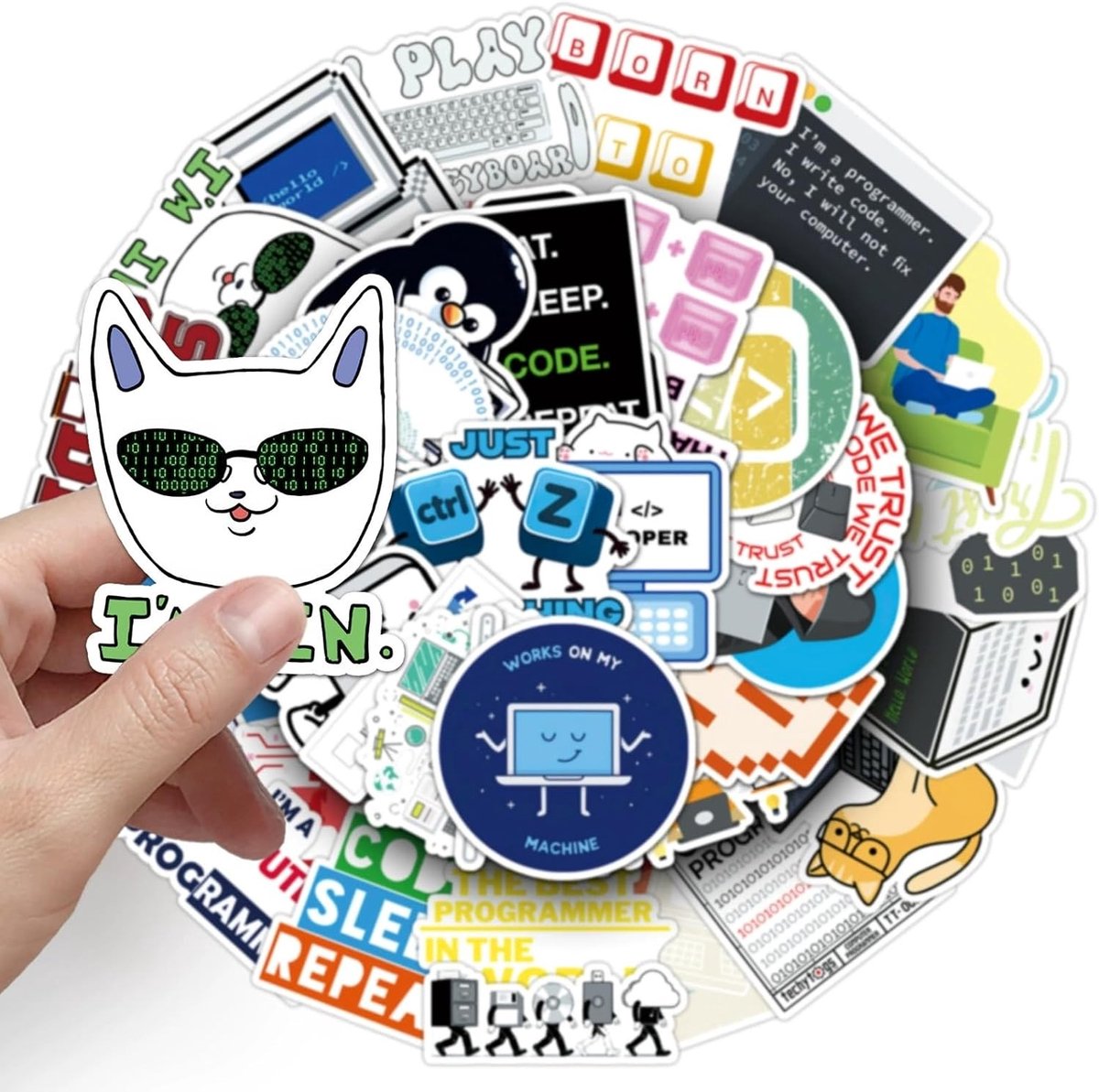 50 Stuks Programmeren Stickers voor Jongeren en Volwassenen - Vinyl Stickerset voor Auto, Motor, Fiets, Skateboard en Laptop