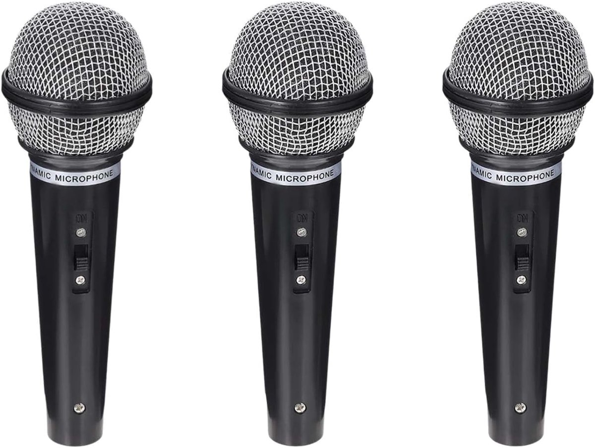 Microfoon Prop 3 Stuks - Realistisch Zwart Plastic - Voor Karaoke en Optredens - Moeilijk Te Onderscheiden Van Echt - SnelShoppen
