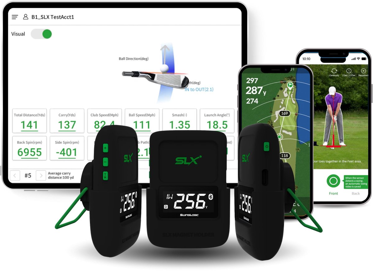 SnelShoppen - Swing Logic SLX Hybride Mini Draagbare Golflanceermonitor - Golfbalafstand, Balsnelheid, Clubhoofdsnelheid, Smash-factor, Compact Golfac