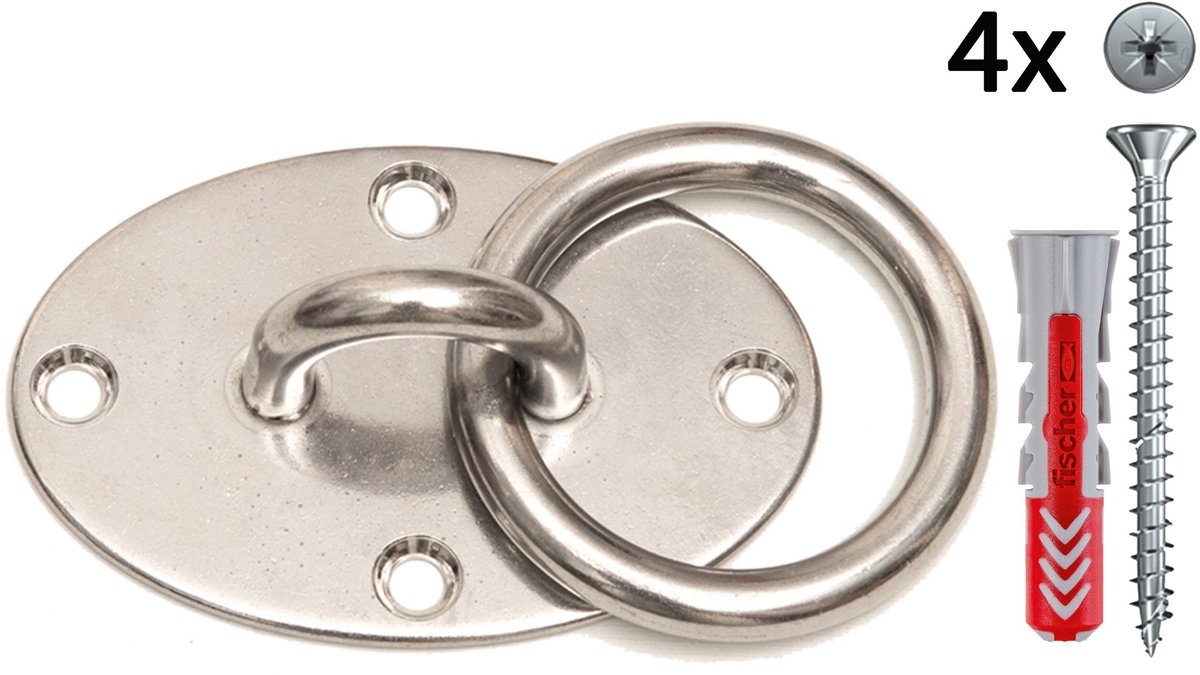 SnelShoppen - Roestvrijstalen Wand- en Plafondhouder tot 160 kg - Perfect voor Slingtrainer, Bokszak, Hangmat, Schommel, Hangstoel - Inclusief Schroev