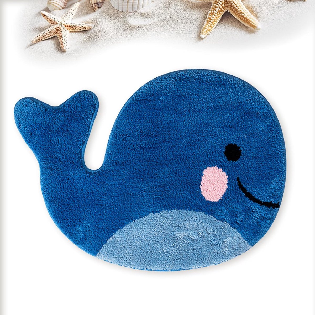 SnelShoppen - Badkamer Tapijt, Badmat Antislip Blauw Bale Motief, Wasbare Zachte Microvezel Douchemat Absorberend 47 x 63 cm voor Badkamer en Douche