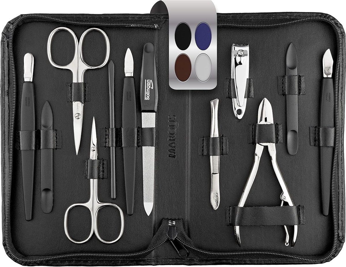 SnelShoppen - 12-delige Manicureset Heren en Dames - Hoogwaardige Nagelset met Echt Lederen Etui voor Perfecte Manicure en Pedicure - Ideaal voor Thui