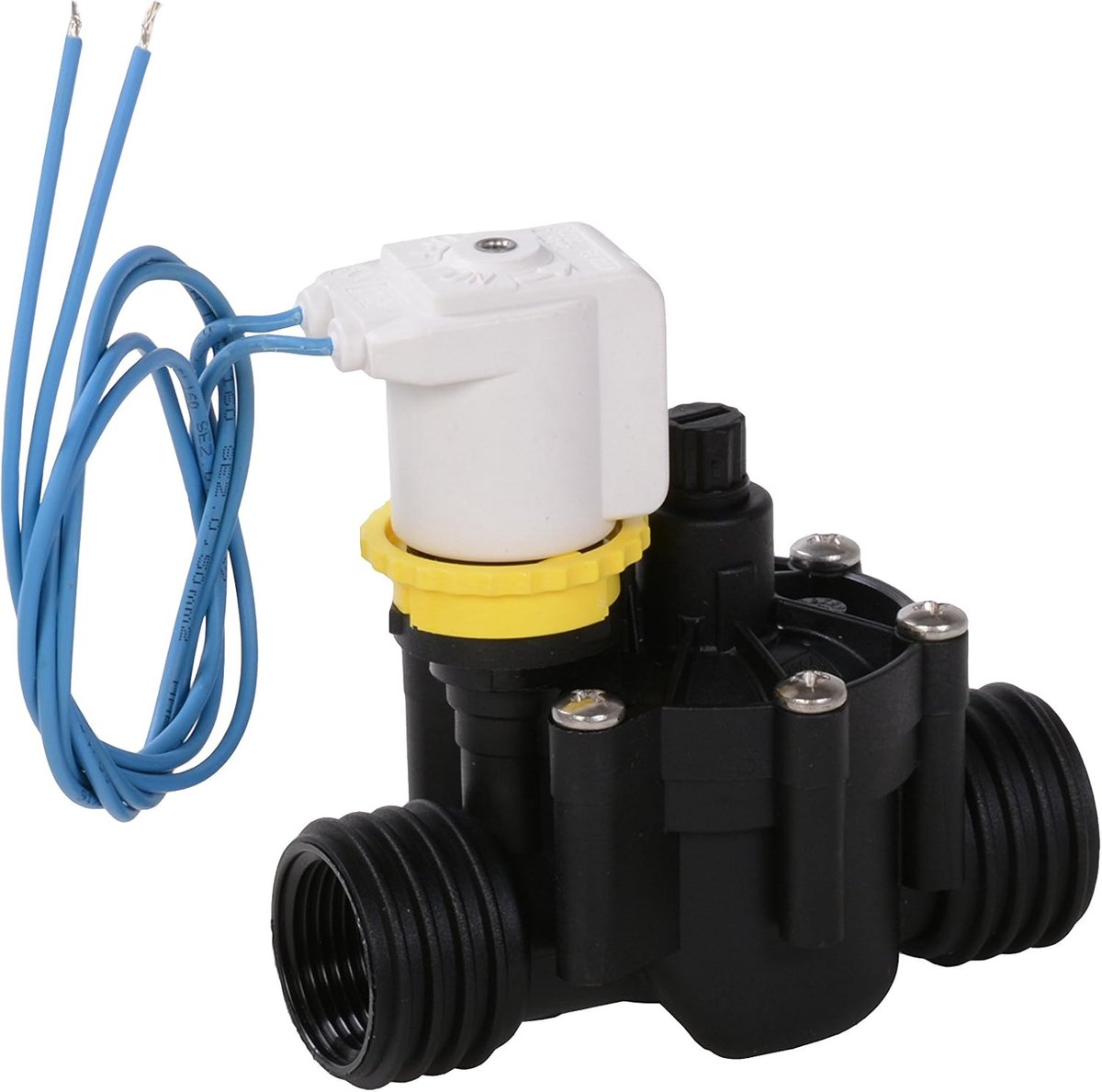 SnelShoppen - Elektrisch bediende solenoidklep 3/4 inch vrouwelijke draad 24 VDC met stroomregeling, zwart voor professioneel gebruik