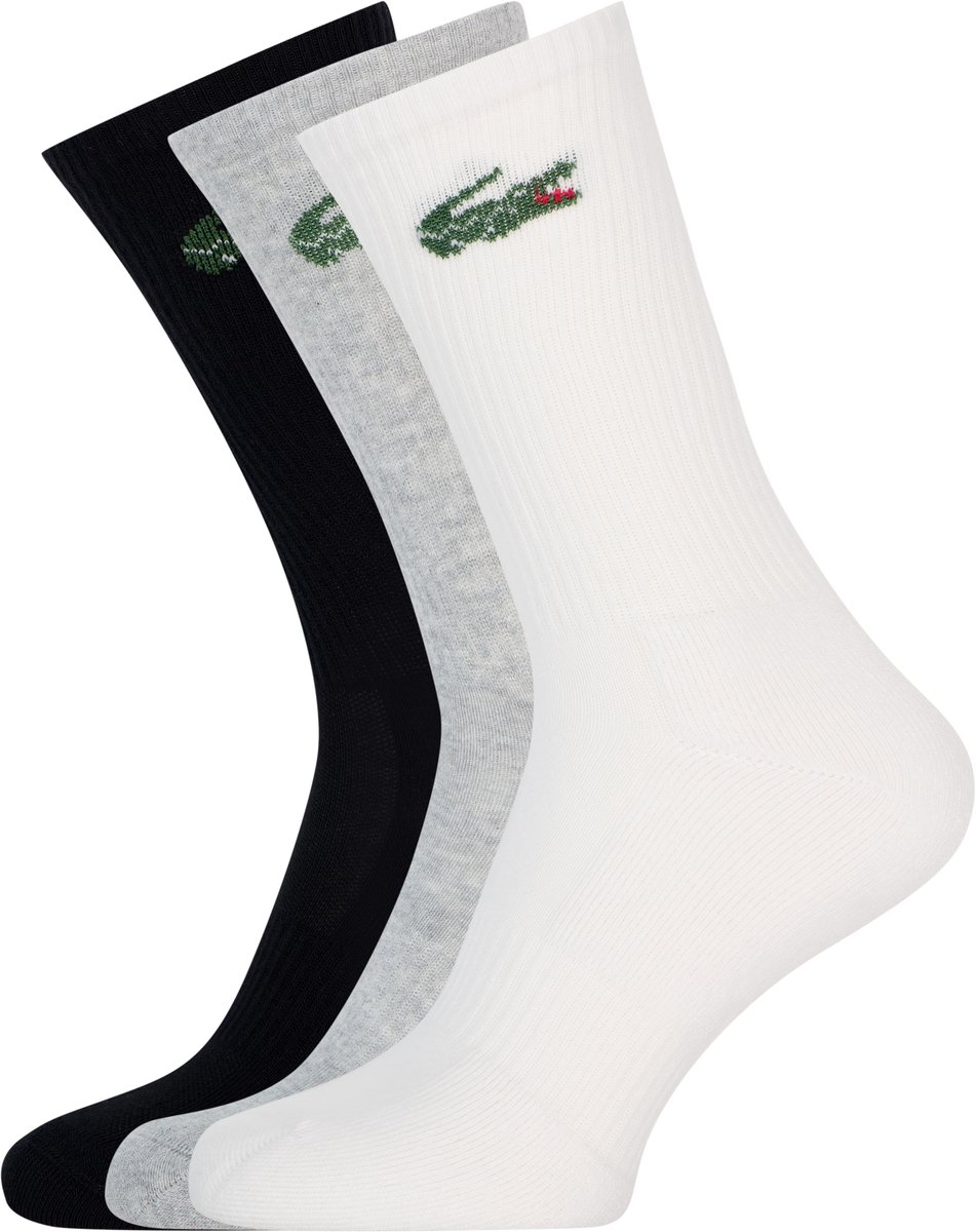 Lacoste sportsokken (3-pack) - unisex sokken met badstof binnenzool - wit
