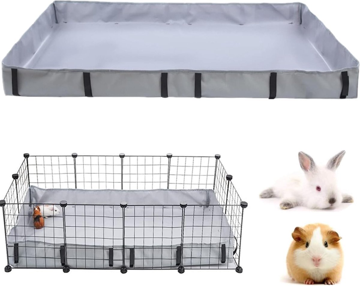 Waterdichte Oxford Stof, Wasbare Bodembedekking voor Cavia's en Konijnen, Geschikt voor Kleine Dieren, Dierverblijf, Caviakooi, Knaagdierbedekking, Grijs