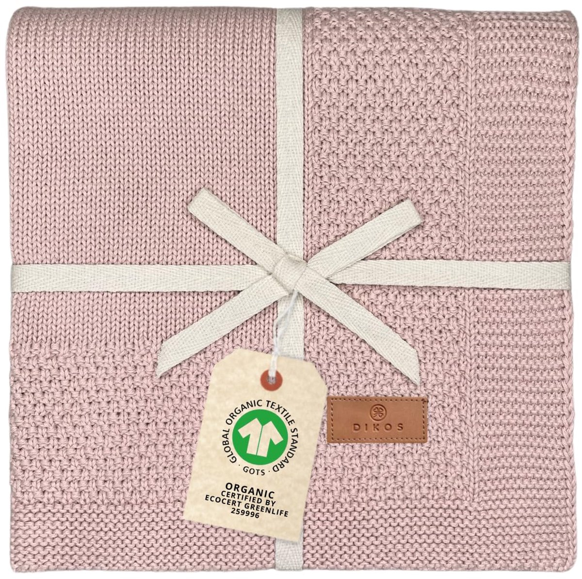 SnelShoppen - Babydeken GOTS 100% Biologisch Katoen Oudroze | Gebreide Knuffeldeken voor Pasgeborenen | Perfect voor Kinderwagen en Eerste Uitrusting