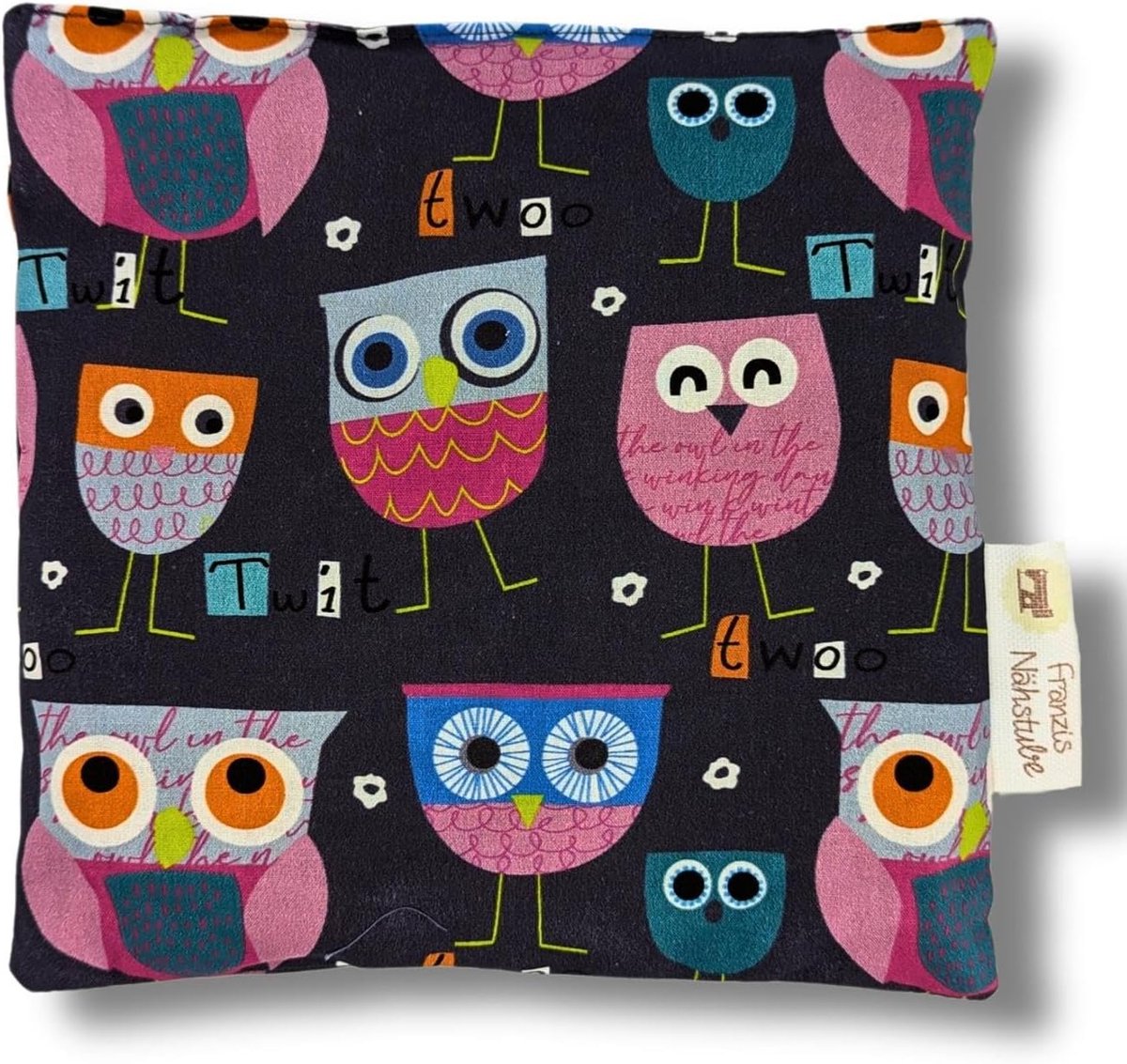 Grainkussen 20x20 cm - Uil grijs - 100% katoen - Verwarmend en verkoelend - SnelShoppen