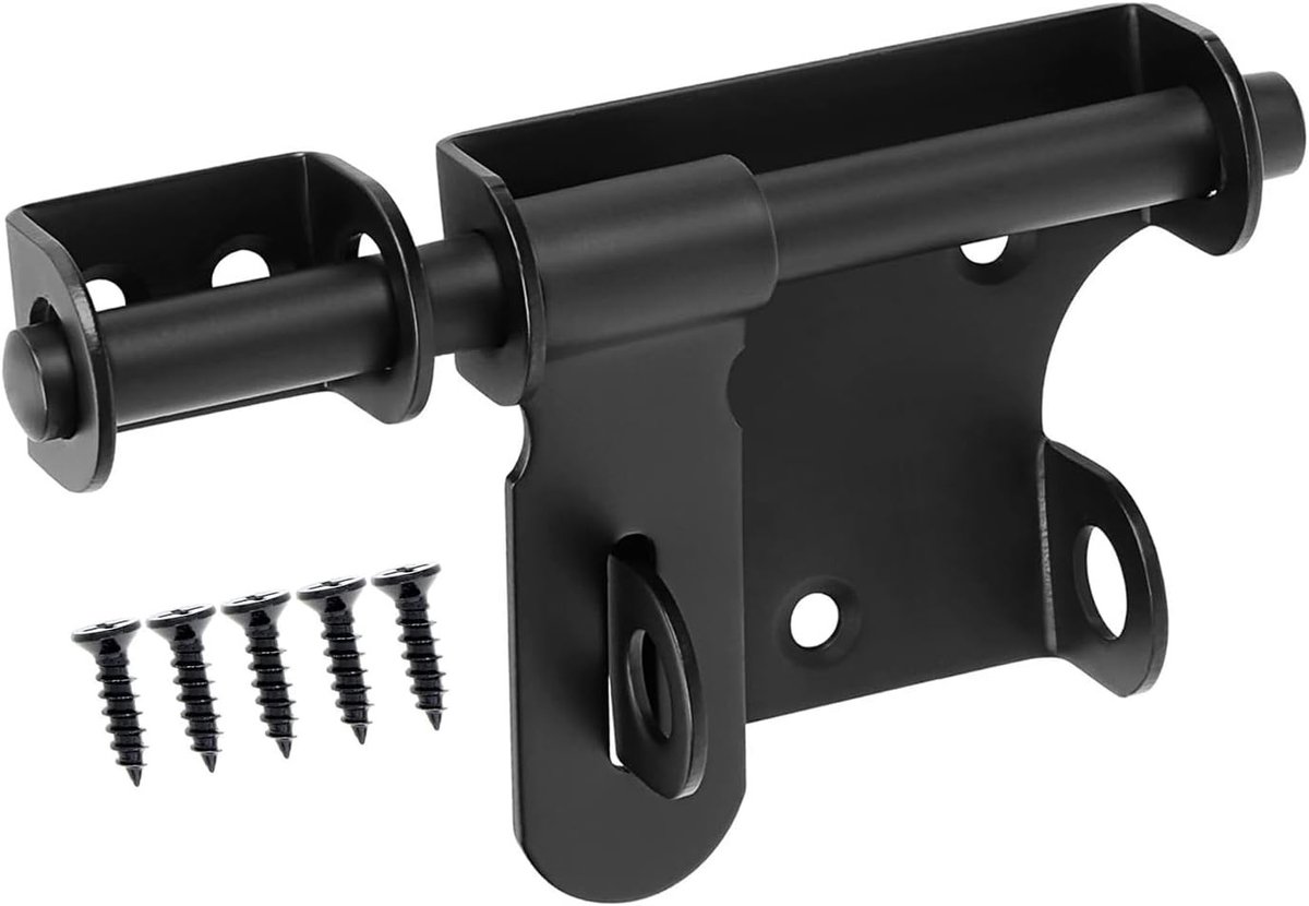 Zware Beveiliging voor Schuifpoorten met Hangslotopening, Duurzame Poortsloten voor Houten Hekken en Tuindeuren, 6 Inch (Zwart)