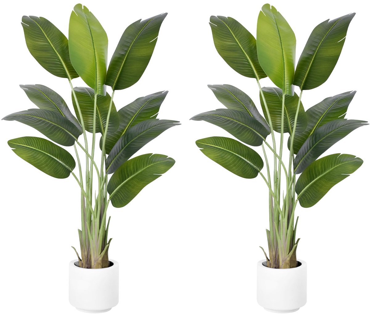 SnelShoppen - 2 Stuks Kunstmatige Paradijsvogelplant 150cm - Grote Nepplanten met Witte Pot - Ideaal voor Binnen en Buiten - Perfect voor Slaapkamer,