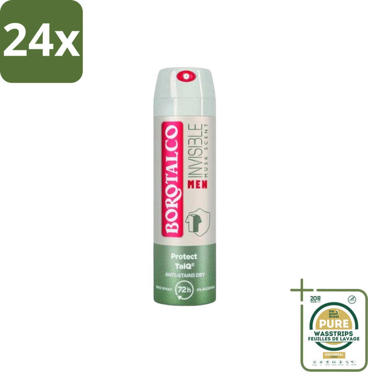 Borotalco – Deodorant Spray – Men Musk Geur – 150 ml - Voordeelverpakking - 24 stuks - Musk - Zweetvermindering