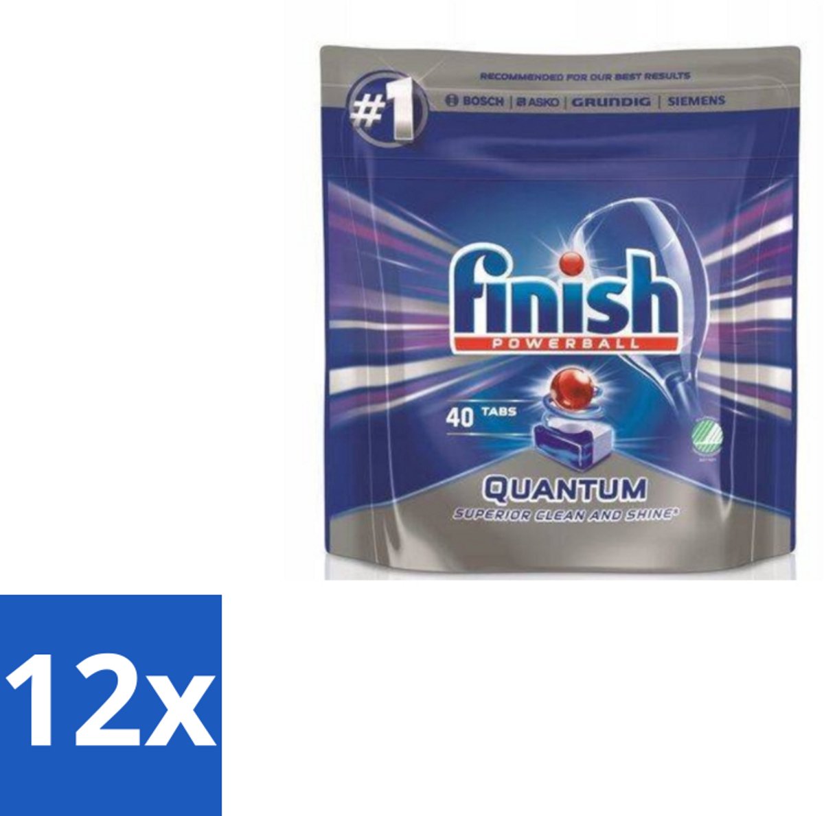 Finish – Vaatwastabletten – Quantum Regular – 40 Capsules - Voordeelverpakking - 12 stuks