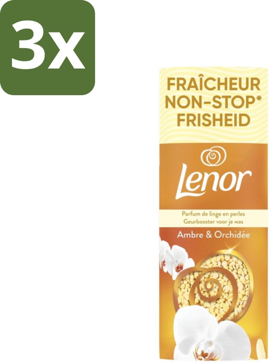 3 x Lenor – Geurbooster – Amber & Orchidee – 12 Wasbeurten – 155 g - Geurparels - Wasgeur - Luxegeur - Orchidee - Vanille