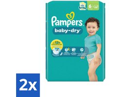2 x Pampers – Luiers – Baby Dry Maat 6 – 22 Luiers - Baby Luier - Droge Luier - Luier Voor Baby - Luier Maat 6 - Lekbescherming