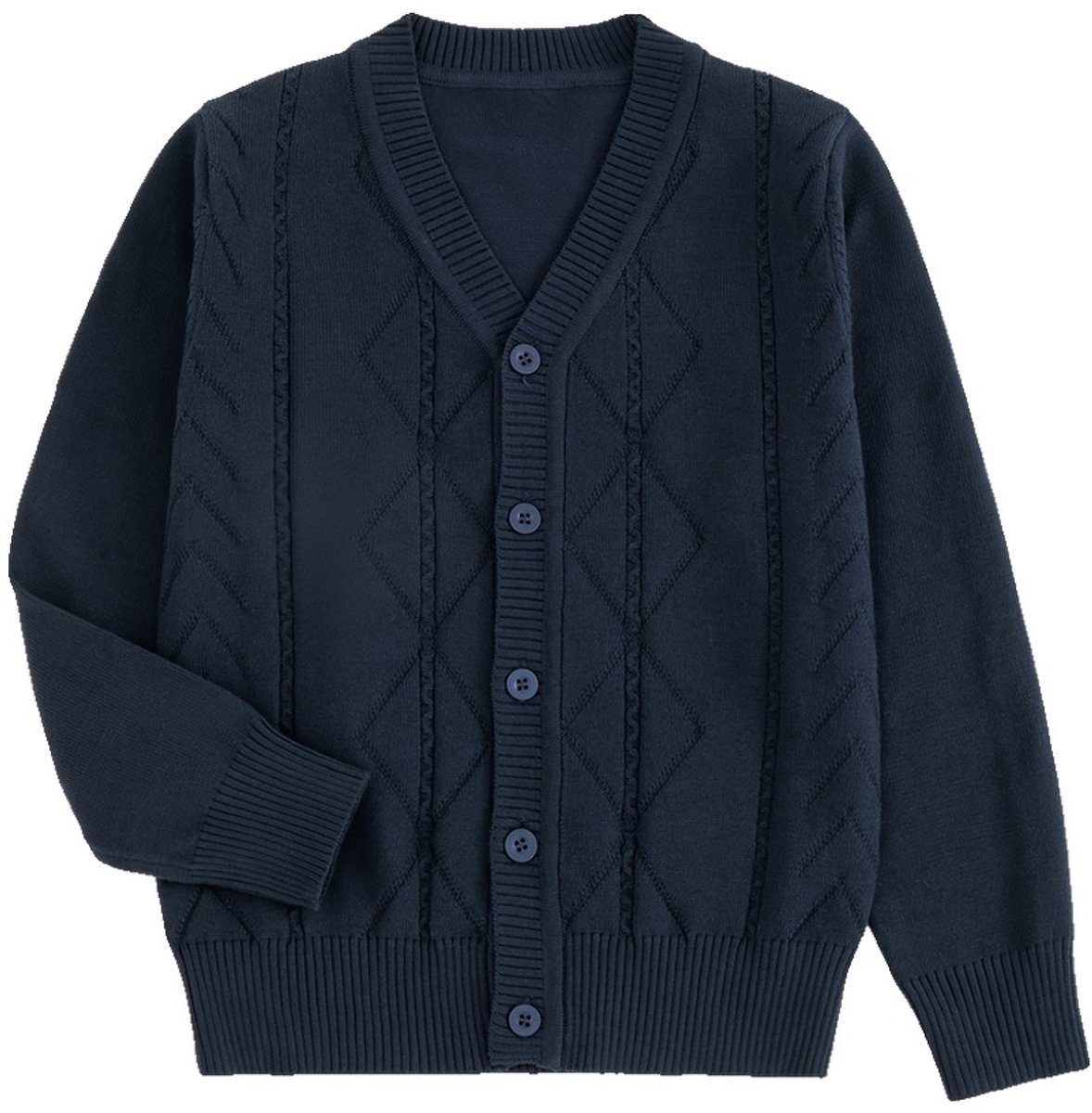 Currero Cardigan Jongens Vest Jongen Met Knopen Kinderen Warm Gebreid Vest Long Donkerblauw 7-8 Jaar