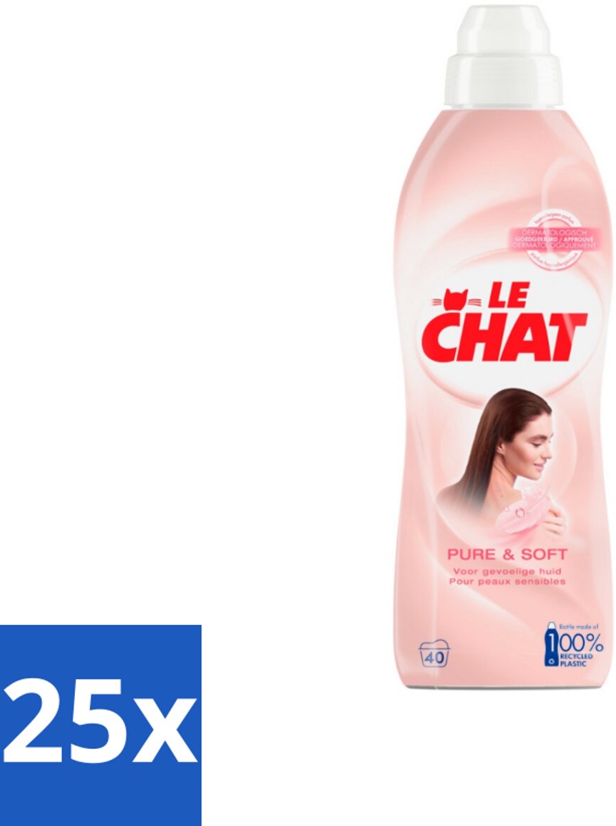 Le Chat Wasverzachter Pure & Soft 40 Wasbeurten 880 ml - Bulkverpakking - 25 stuks